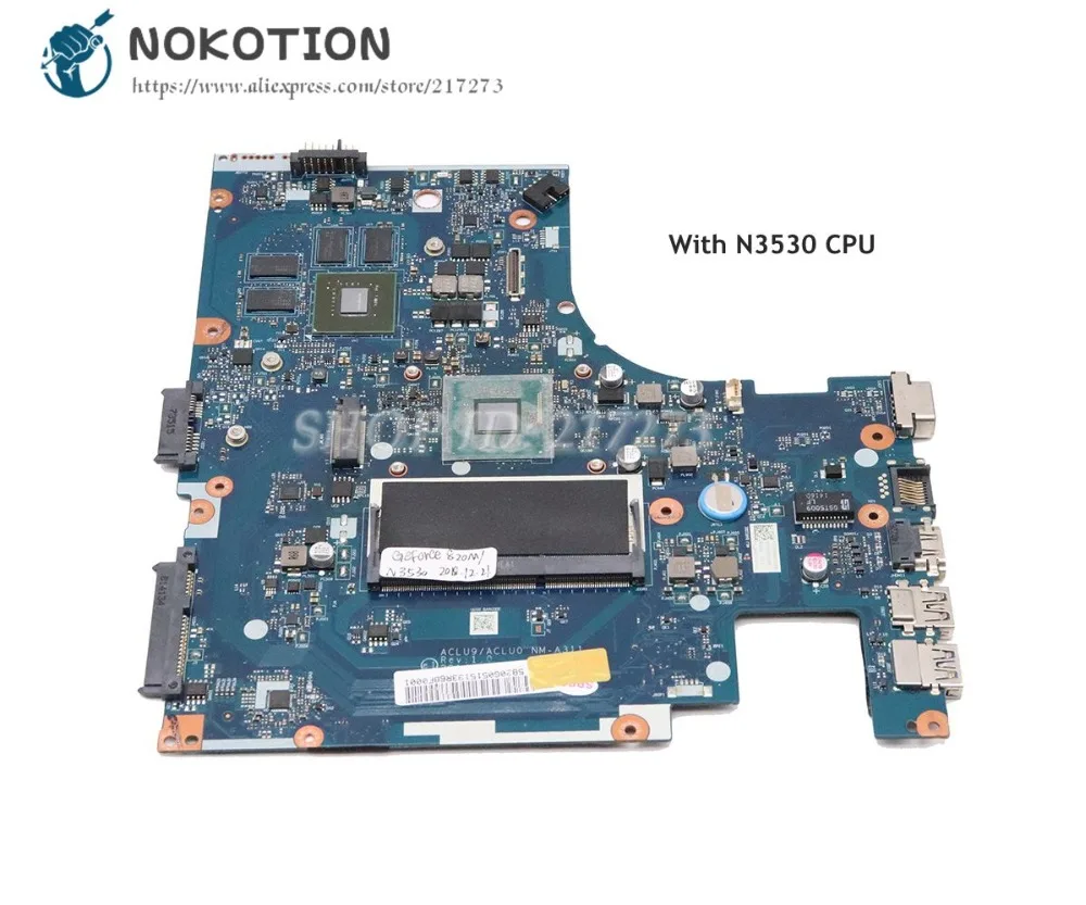 

NOKOTION для Lenovo ideapad G40-30 материнская плата для ноутбука 14 дюймов SR1W2 N3530 CPU 820M 1 ГБ ACLU09 NM-A311 5B20G05120