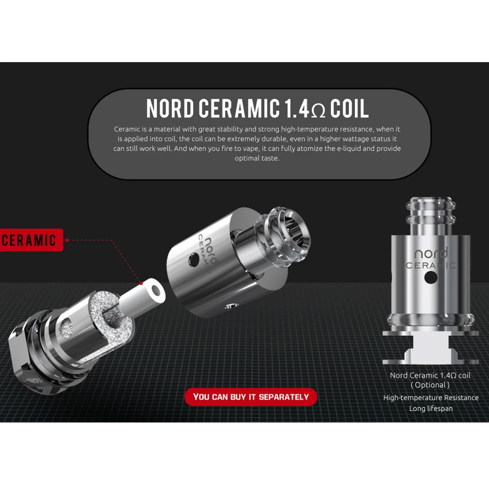 SMOK VAPE ручка Nord 19 стартовый набор 1300 мАч батарея 2 мл распылитель с сеткой 0.6ом