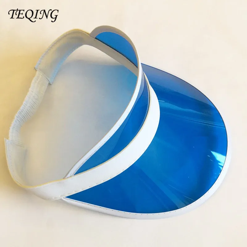 Голубая шляпа от солнца для спорта прозрачные женские шляпы пластиковая