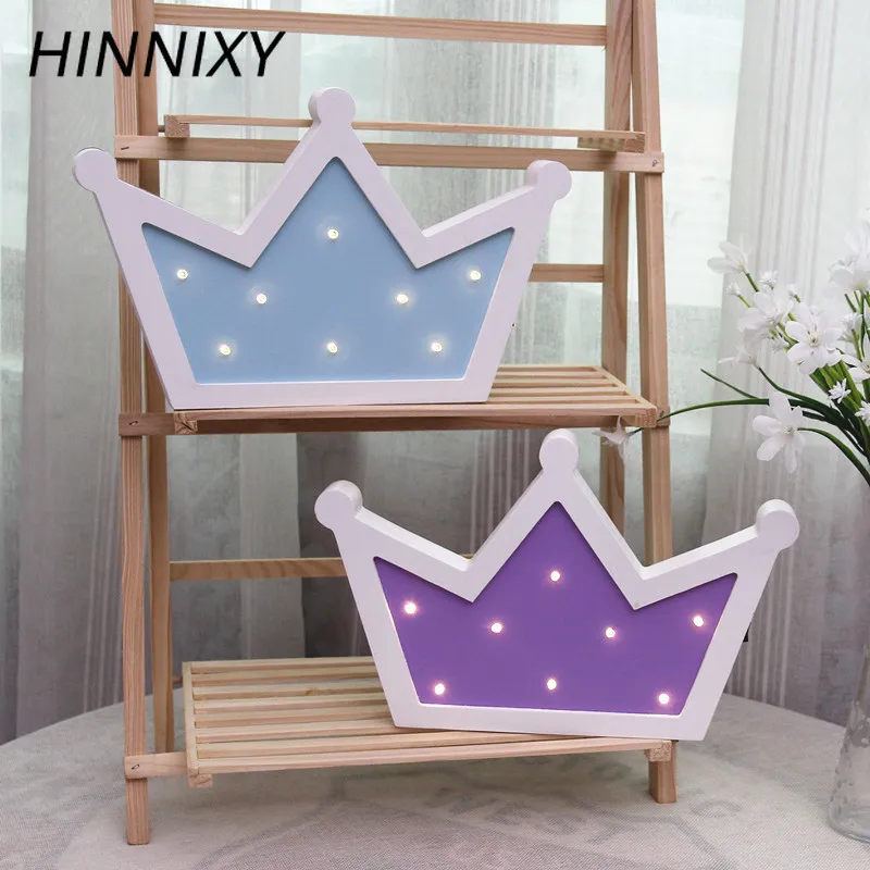 Hinnixy, нордическая Корона, моделирующая Ночная лампа, деревянный Настольный настенный декоративный светильник с рисунком, для детей, для спальни