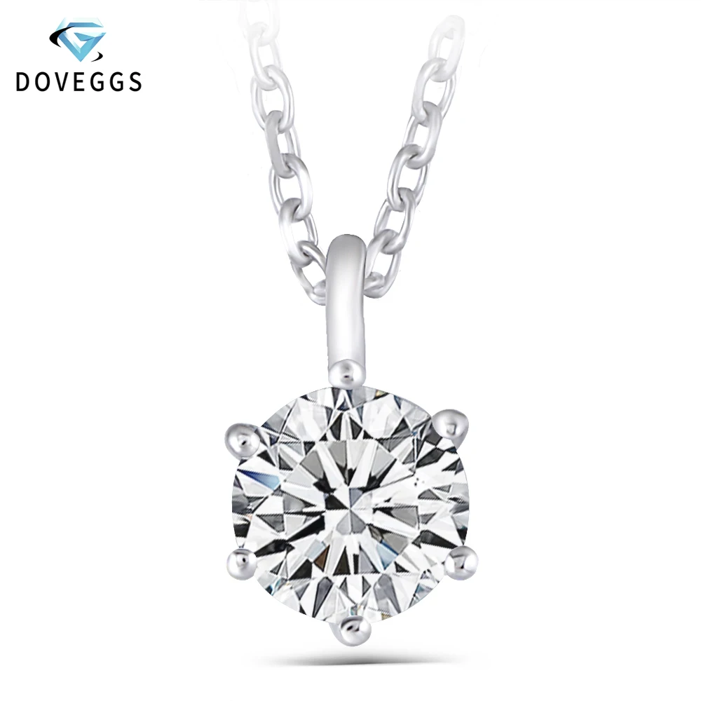 DovEggs Стерлинговое Серебро 925 пробы 1.2CT 7 мм цвет GH Moissanite Slide Solitaire ожерелье для женщин вечерние подарки