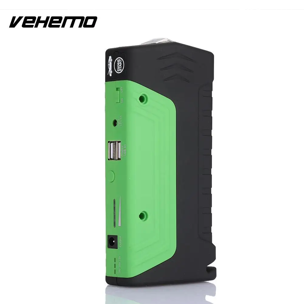 Без аккумулятора внутри VEHEMO черный двойной USB Автомобильный аварийный комплект питания автомобильный стартовый набор для прыжков зарядное устройство Автомобильный светодиодный светильник SOS