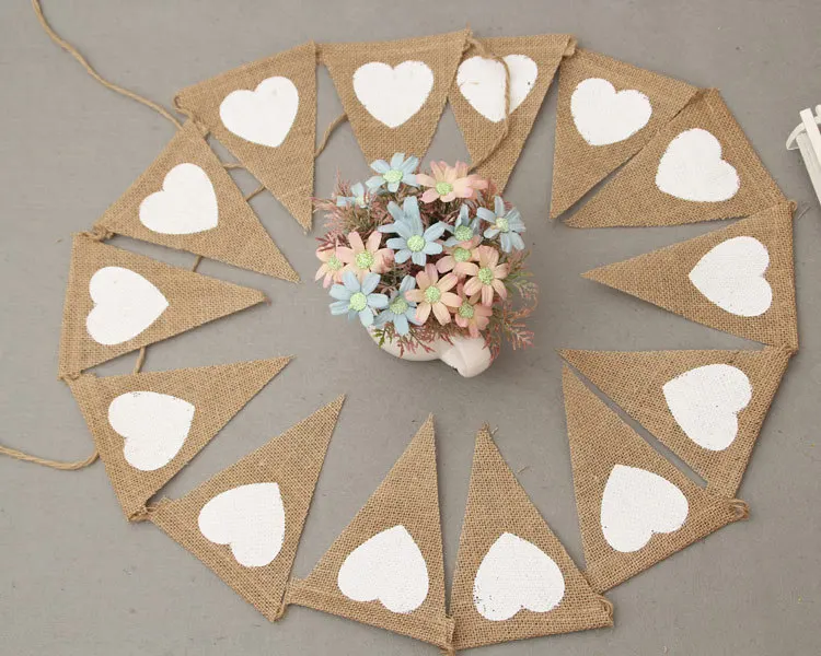 13 шт./лот баннер из льняного флага с принтом в виде сердца для свадебного