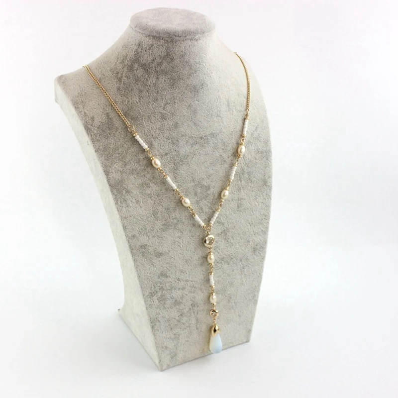 

LongWay Wedding Engagement jewelry Long Necklaces & Pendants New Handmade Gold Color Crystal Stone Necklace for Women SNE160189