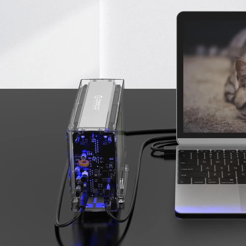 ORICO Тип C двойной отсек портативный жесткий диск SATA к USB C прозрачный HDD док-станция UASP 24 ТБ добавить 12 В адаптер питания