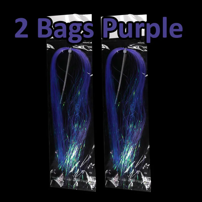 2 bags purple 2 упаковки, 1/50 дюйма, 0,5 мм, УФ, жемчужное, ледяное крыло, для завязывания мушек, Flashabou, трубка, материалы для завязывания мушек, стример, щука, лосось, муха, розовый, желтый, оранжевый - Цвет: 2 bags purple