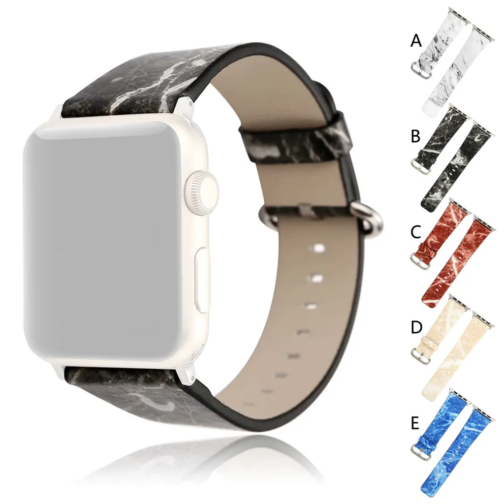 Мраморные часы с кожаным ремешком ремешок для Apple iwatch 4 Smart Watch 40 мм часов Замена