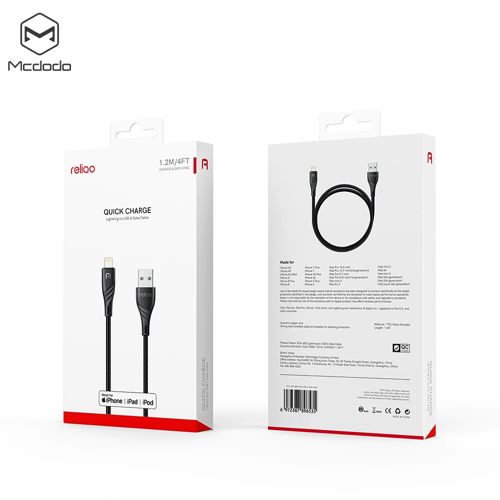 MFi USB кабель MCDODO для iPhone X Xs Max XR 2A быстрая зарядка передачи данных 8 7 6Plus шнур