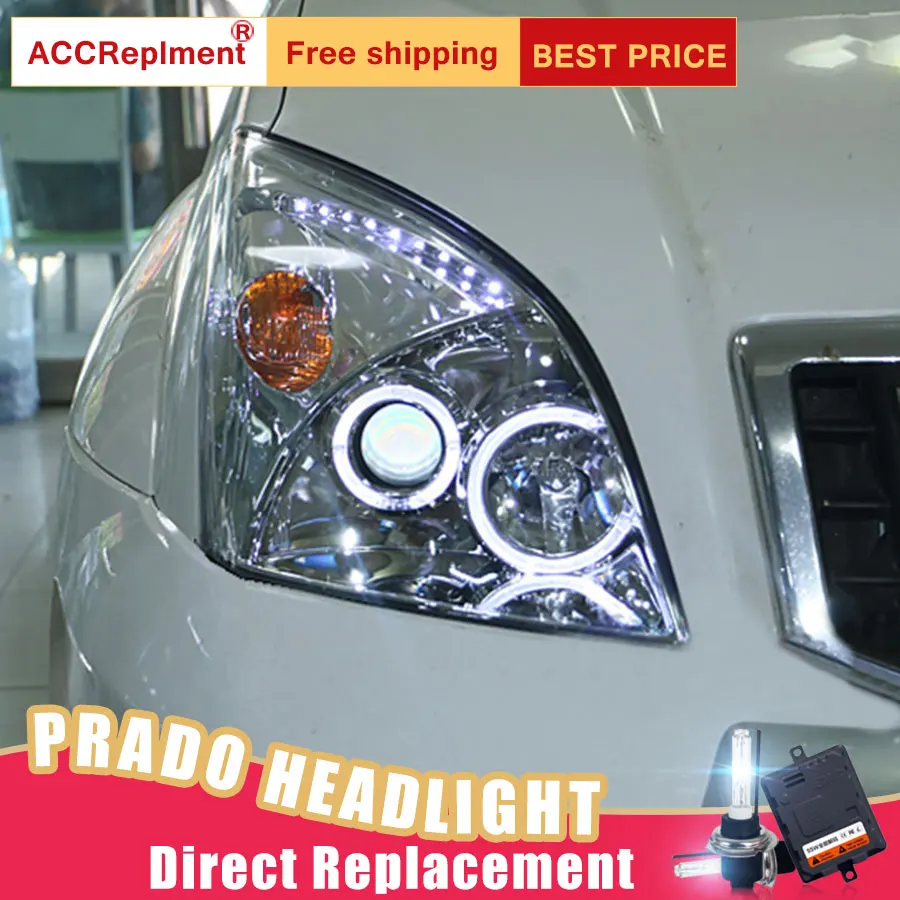 2 шт. светодиодный фары для Toyota prado 2003-2009 автомобиля Ангельские Глазки ксенон HID