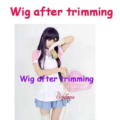 only wig Dangan Ronpa 2 Mikan Tsumiki Danganronpa платье Косплей Костюм Danganronpa Mikan Tsumiki Косплей рубашка+ юбка+ фартук и парики - Цвет: only wig