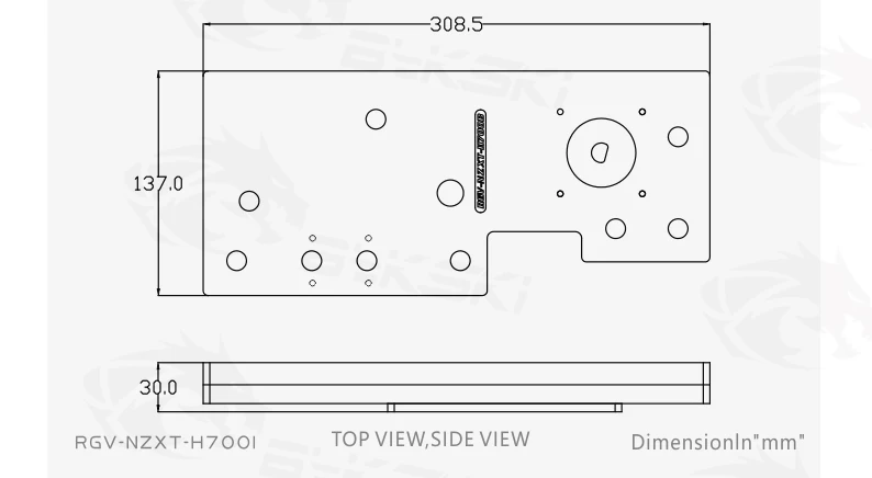 BYKSKI акриловая доска водный канал решение использовать для NZXT H700B компьютерный чехол для процессора и GPU Блок охлаждения/3PIN RGB светильник