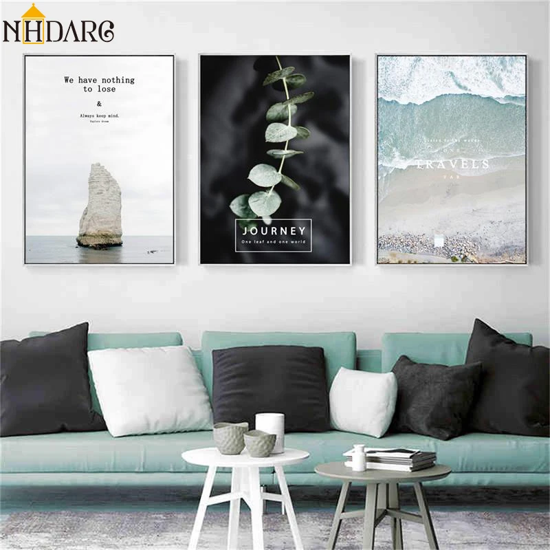 Скандинавское путешествие один лист и одно слово морской пейзаж Постер