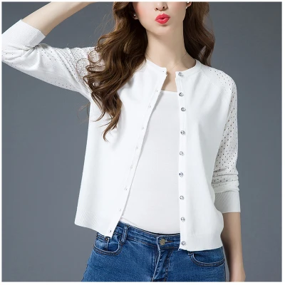 Осенний вязаный кардиган яркого цвета 2017 чистый корейский модный темперамент