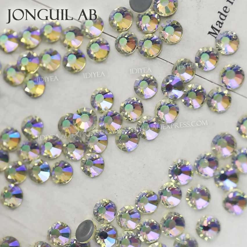 Стеклянные стразы Jonguil AB с горячей фиксацией блестящие плоской спинкой