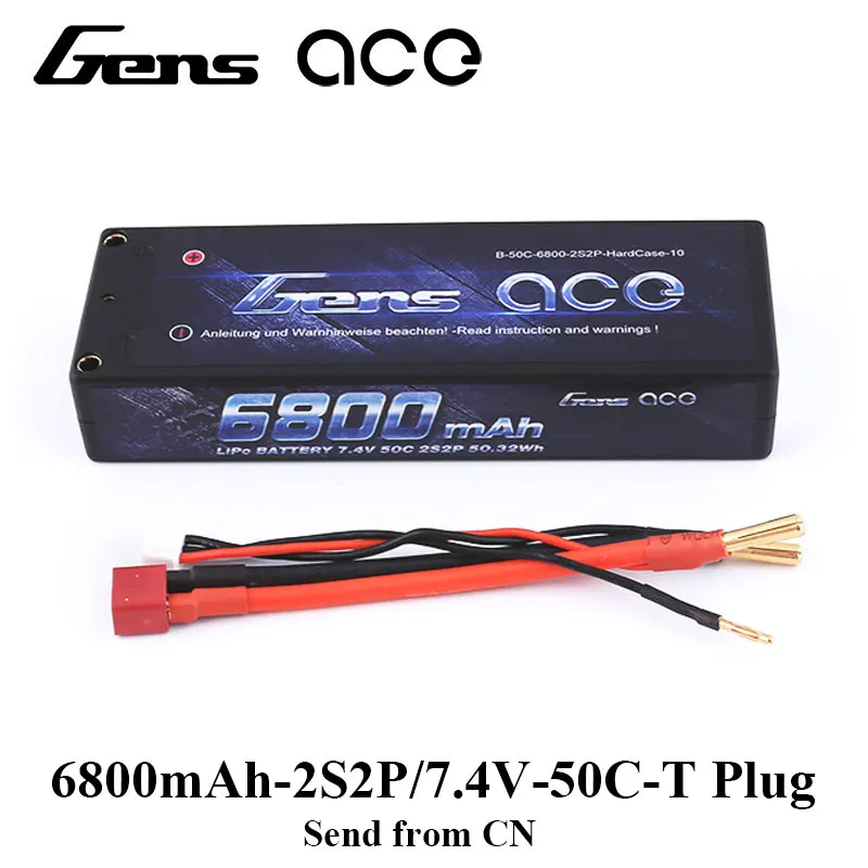 Gens ace Lipo аккумулятор 2S 6800mAh Lipo 7,4 V аккумулятор 50C аккумулятор 1/10 автомобиль 1/8 RC автомобиль для Traxxas Slash Emaxx Bandit