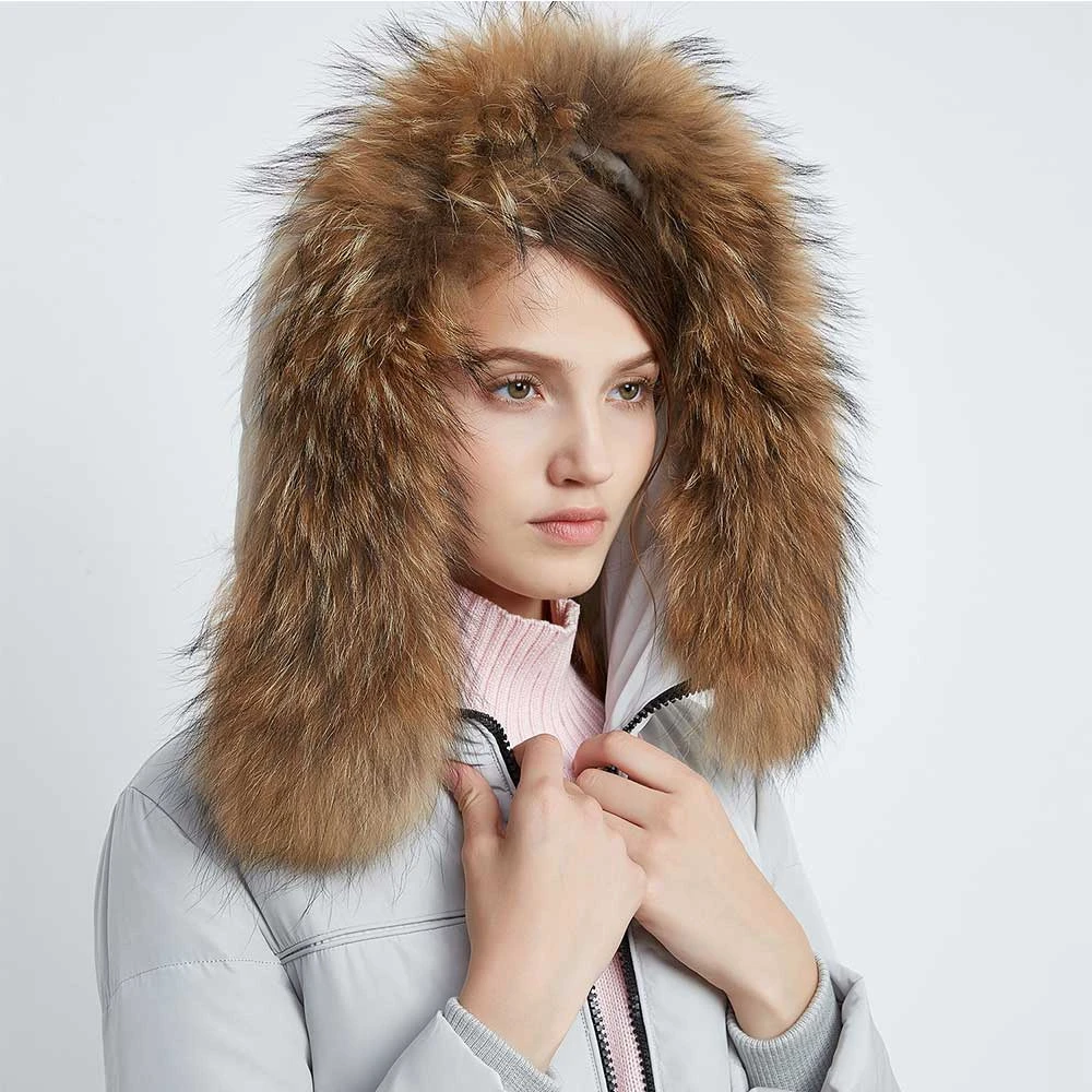  Высококачественный зимний воротник с капюшоном из натурального меха 70 см модное