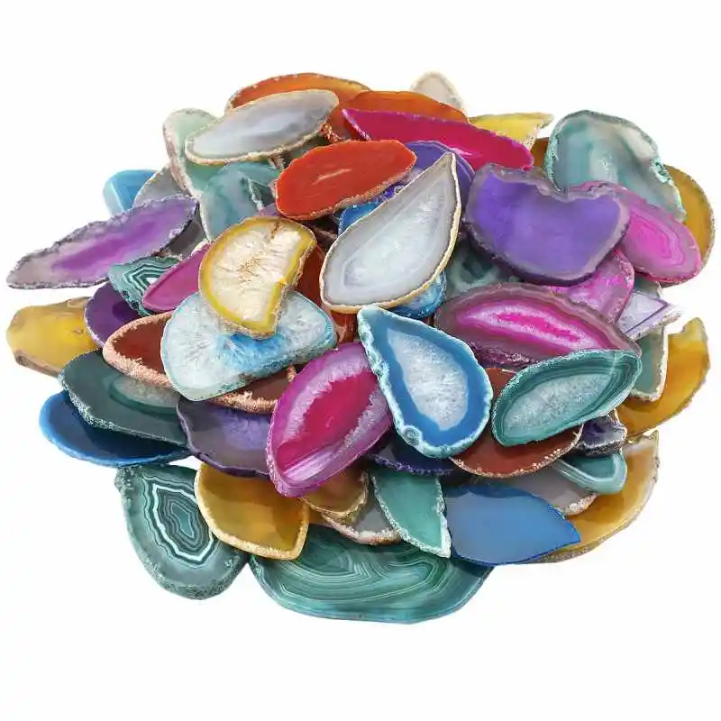 Multicolor TUMBEELLUWA 1 лот(10 шт.) полированный неправильный светильник из агата ломтики стола - Цвет: Multicolor