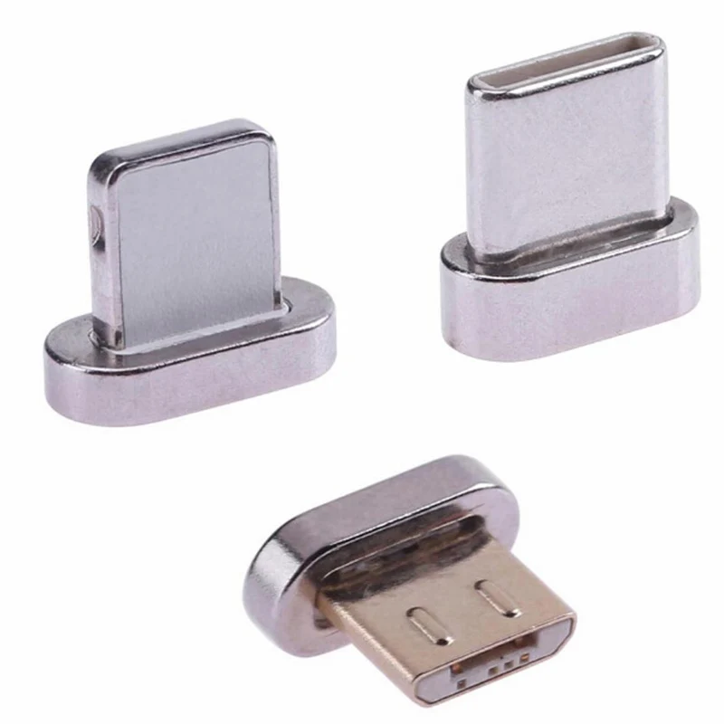 3 в 1 Micro USB Female to Type C/Android/IOS Мужской Магнитный адаптер металлический кабель для
