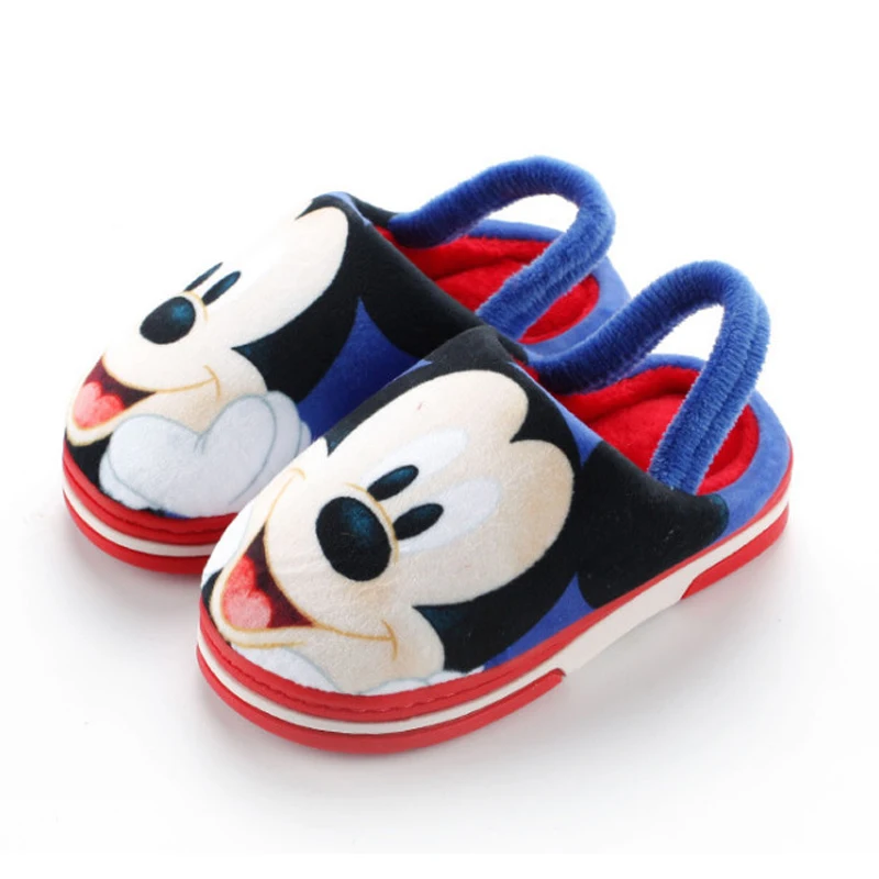 Disney малыш мультфильм плюшевые тапочки Минни детская теплая хлопковая домашняя
