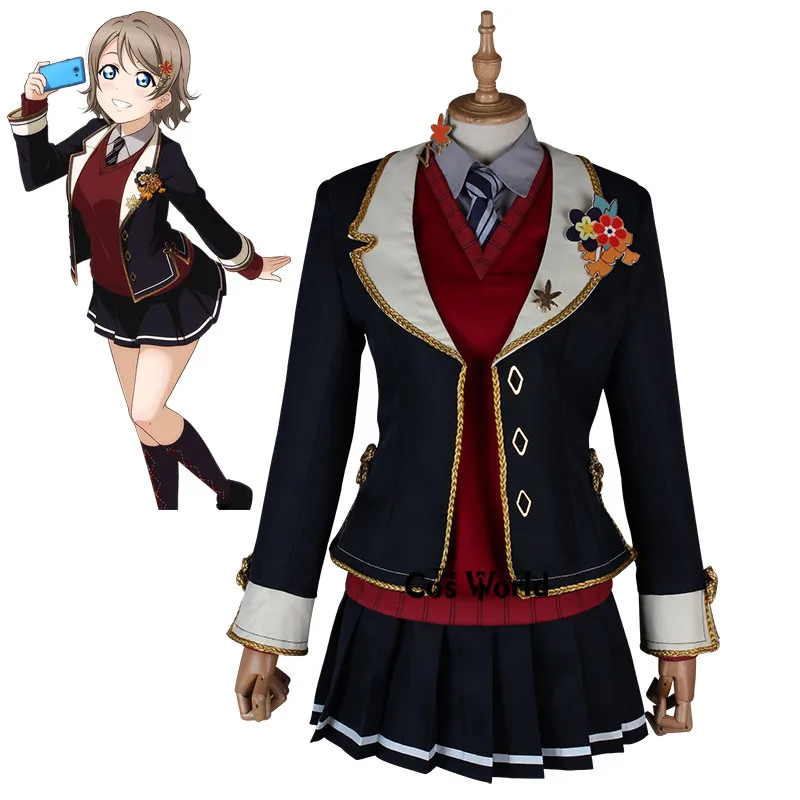 Женская школьная форма Love Live Sunshine Aqours красная Кленовая с листьями жилет пальто