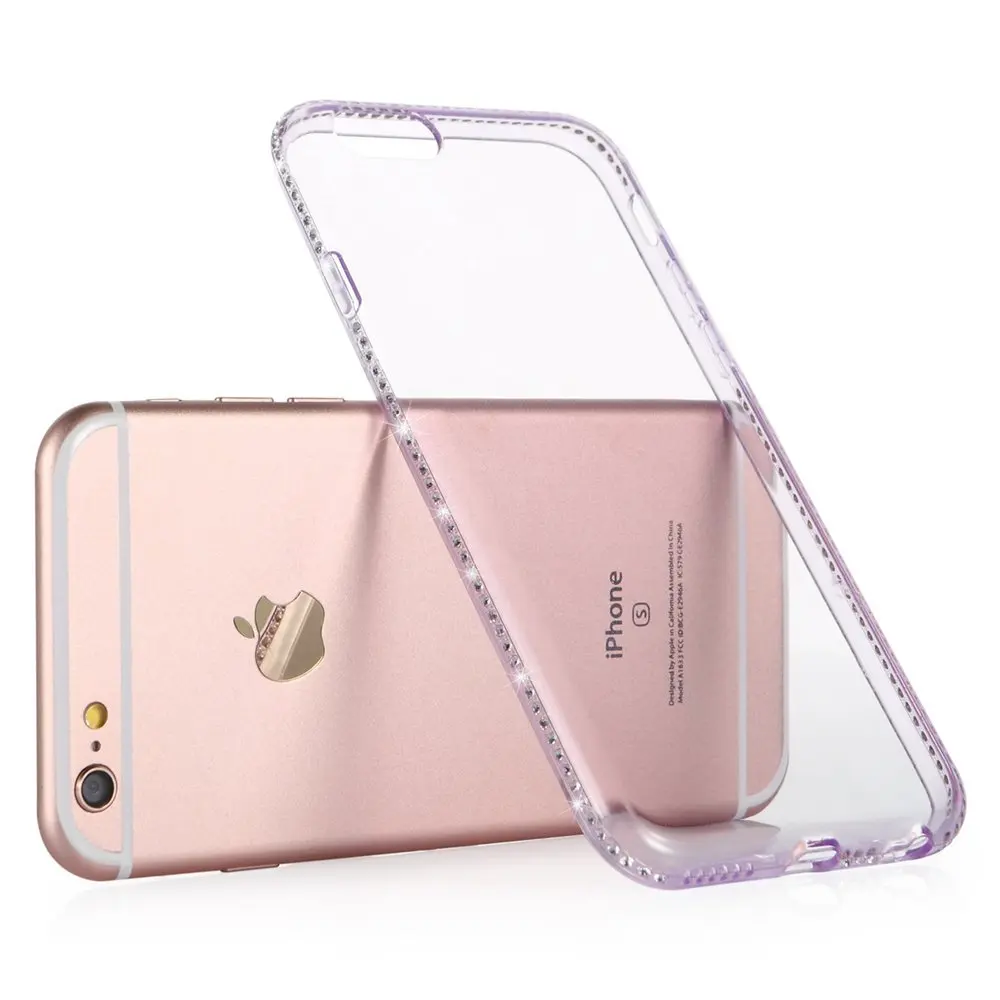 Чехол Portefeuille для Iphone 6 S прозрачная защитная задняя крышка блестящая оправа со