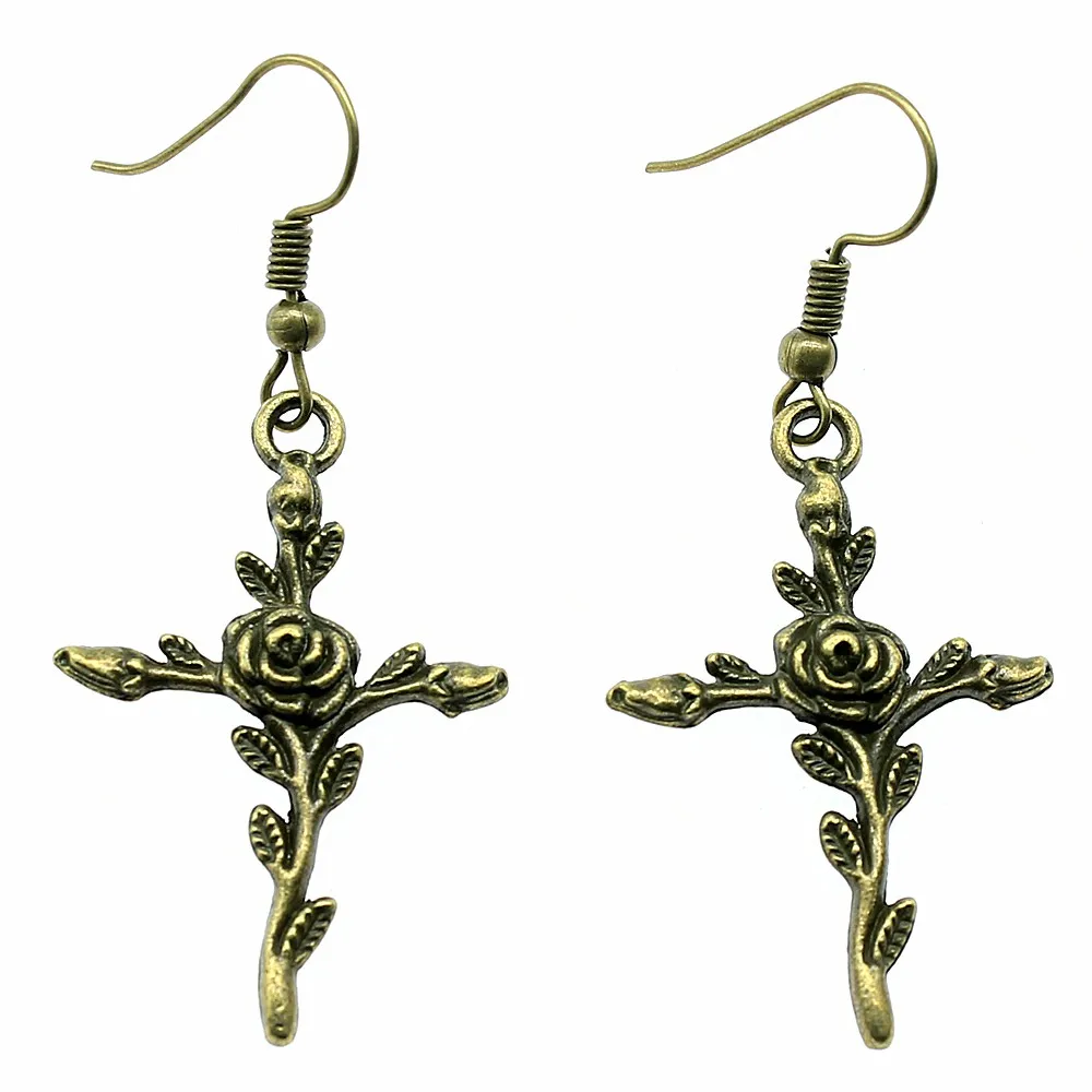 1 Pair Women Fashion Earrings Dangle 35x23mm Flower Cross Drop For Jewelry | Украшения и аксессуары