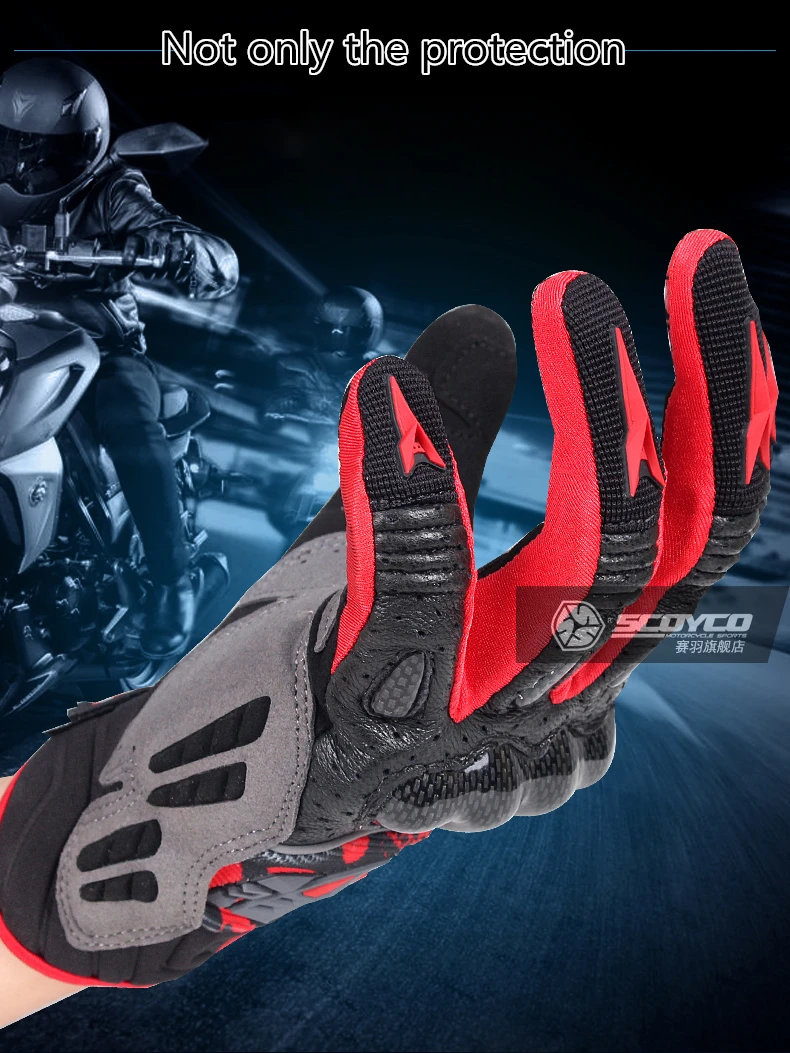 SCOYCO MX49 перчатки из натуральной кожи перчатки из углеродного волокна moto rcycle перчатки Dirt moto para guantes moto cross Off Road ATV гоночные перчатки