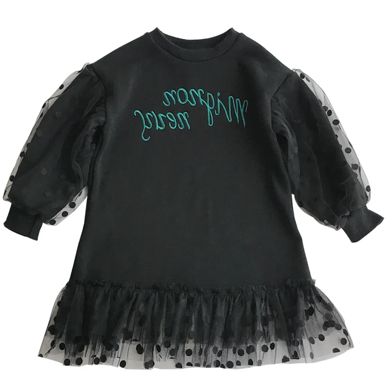 2019 новая детская вещь в горошек для девочки из сетчатой ткани Платье принцессы