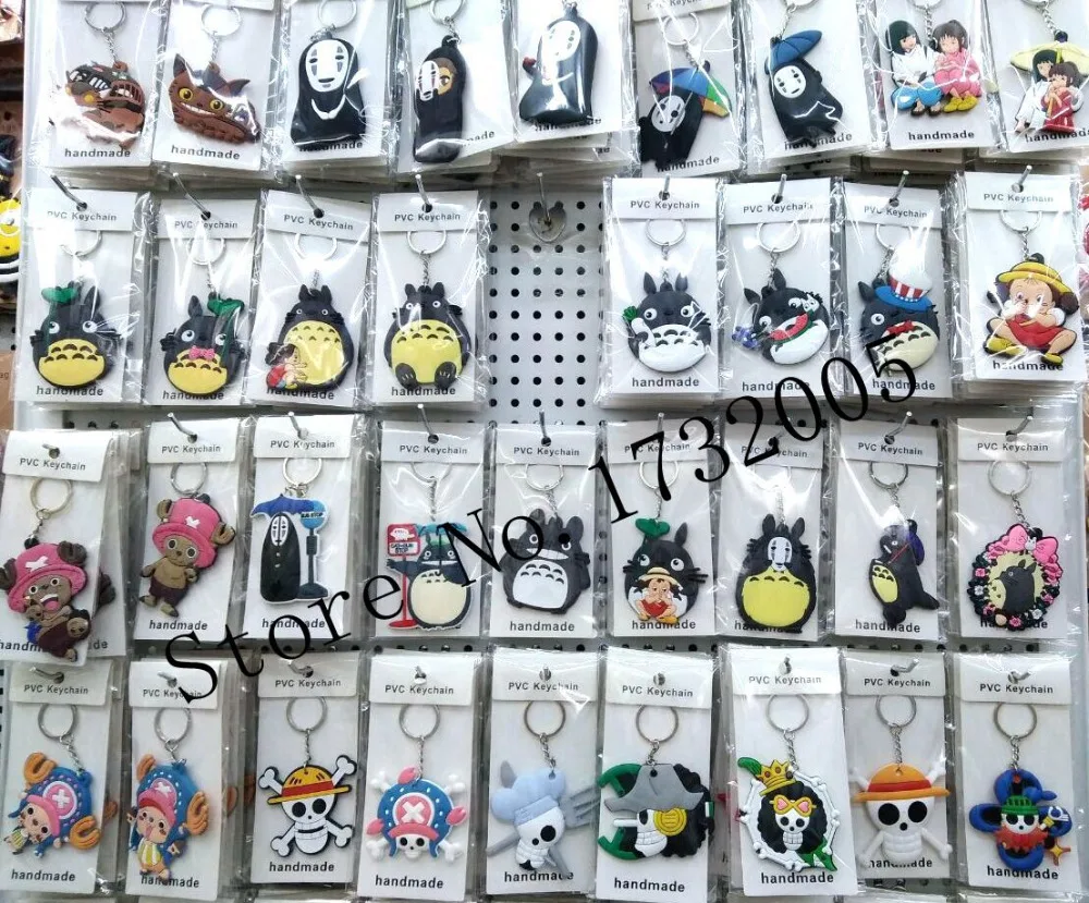 Новинка 500 шт. японская аниме микс двухсторонняя ПВХ брелок для ключей в