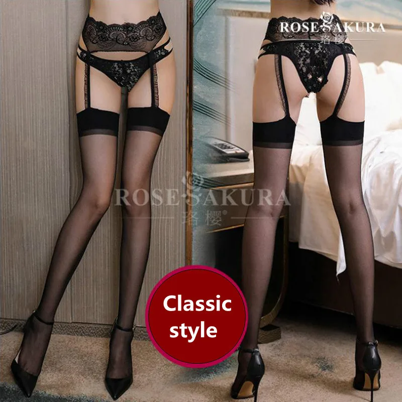 Classic0601 12D женские сексуальные подвязки чулки с поясом в одном бедре Высокие Носки Прозрачные шелковые кружевные черные чулки сексуальные гольфы - Цвет: Classic0601