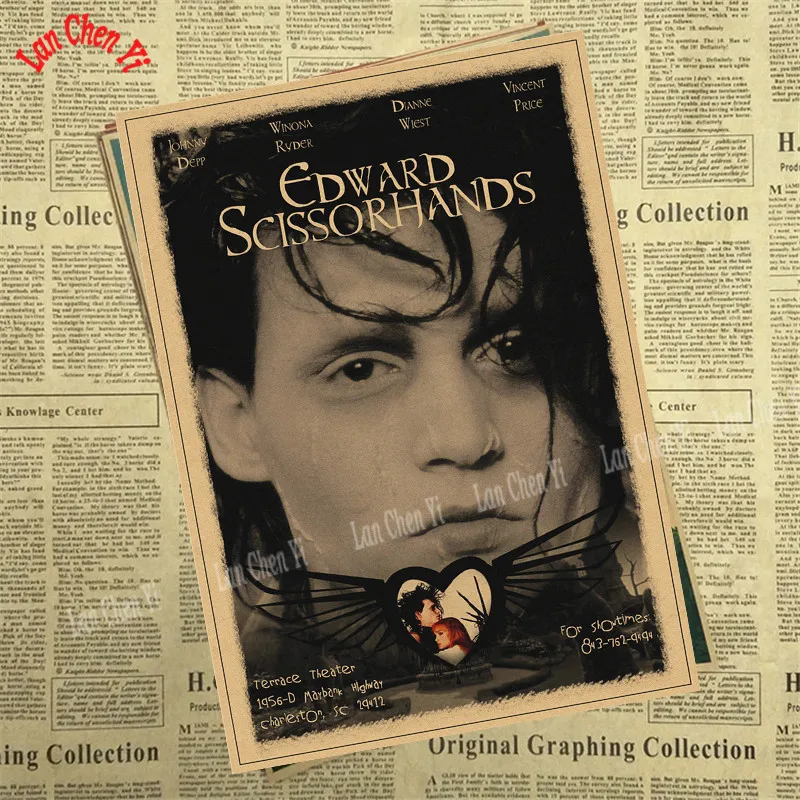 Эдварда Scissorhands винтажная крафт-бумага классический фильм постер художественные изделия для стен бумага краска Наклейка Декор кафе