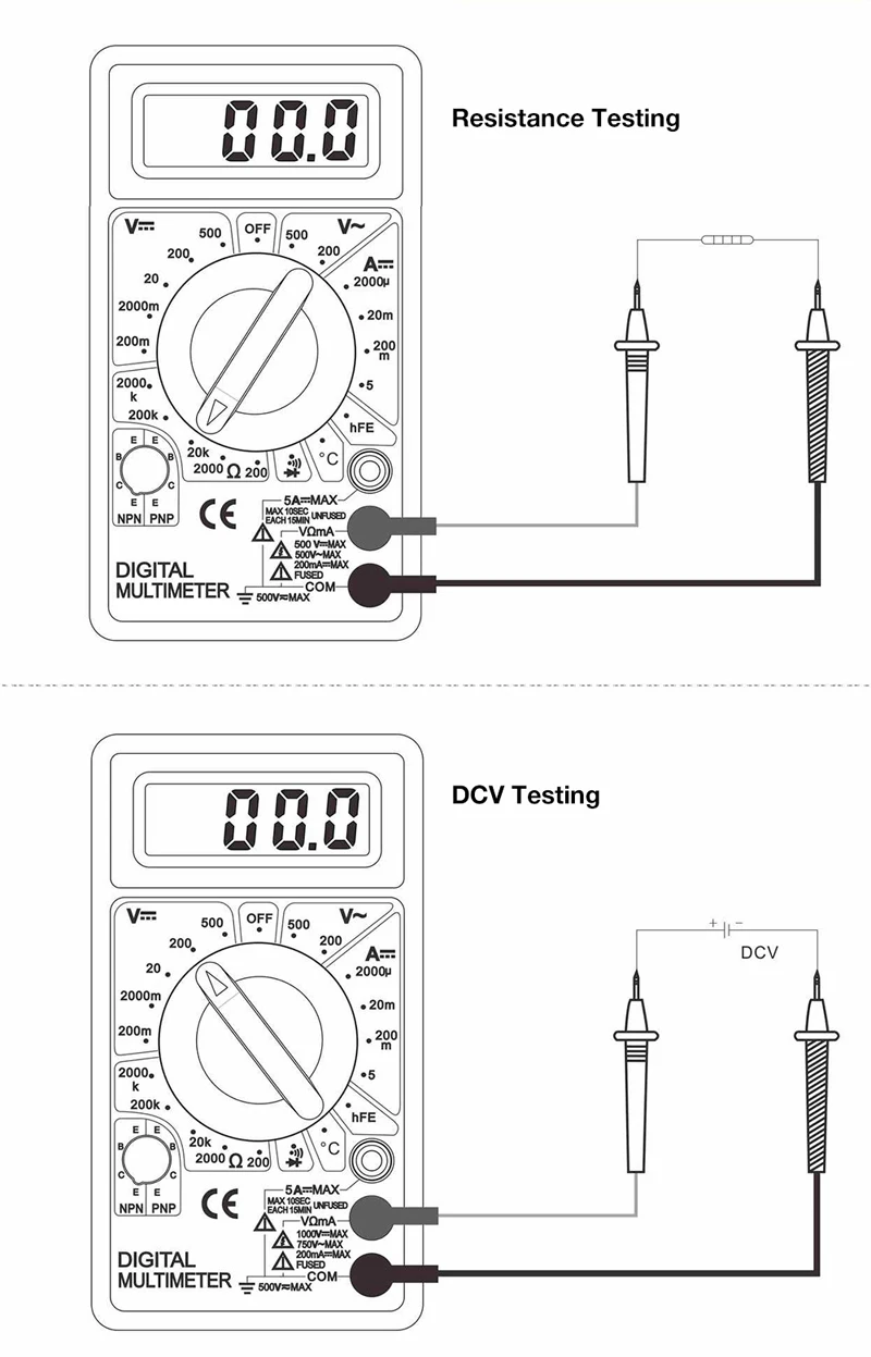 DT838 ЖК-цифровой мультиметр AC DC Напряжение Ток диод сопротивление температура тестер