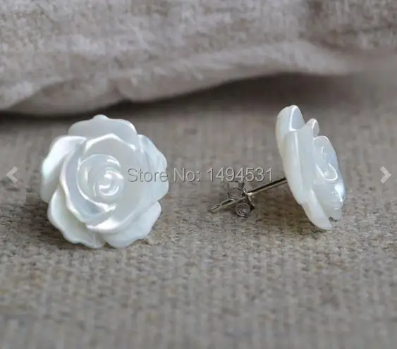 Рождественский подарок ювелирное изделие серьги-гвоздики белая ракушка серьги с