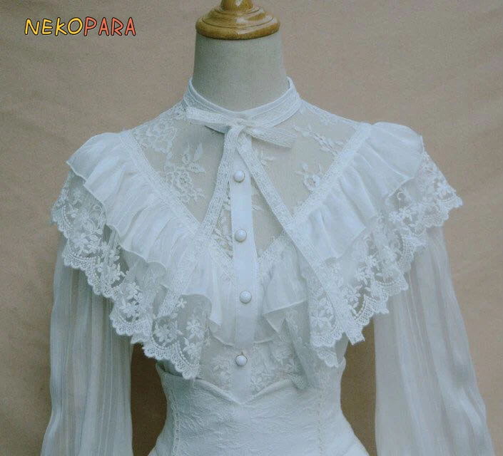 Женская шифоновая блузка с длинным рукавом Прозрачная кружевная в дворцовом