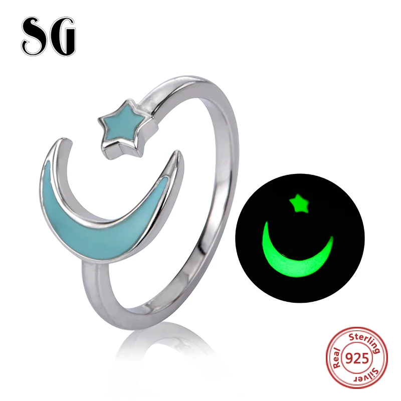 SG Authentic 100% 925 Sterling Silver The moon and the stars Finger Ring for Women Jewelry Gift Free Delivery | Украшения и