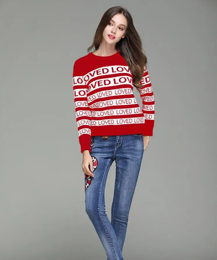 Autumn Winter Warm Letter Sweater Women | Женская одежда