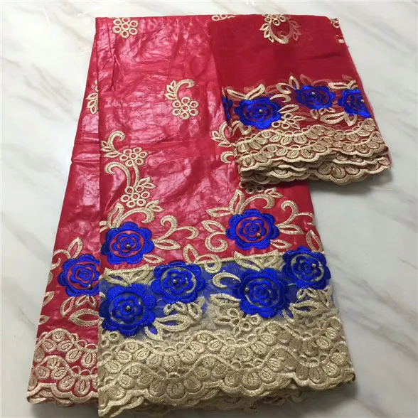 African Lace Fabric Guinea Bazin Riche Set With 2 Yard French Net 2018 Latest Getzner 16-8-1pp sky blue | Дом и сад