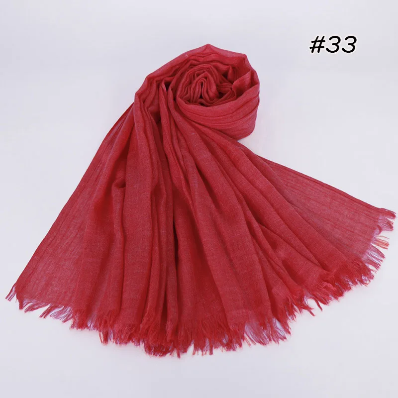190*120cm oversize women muslim plain frayed hijab scarf femme musulman headscarf islamic shawls crinkle solid pashmina hijabs