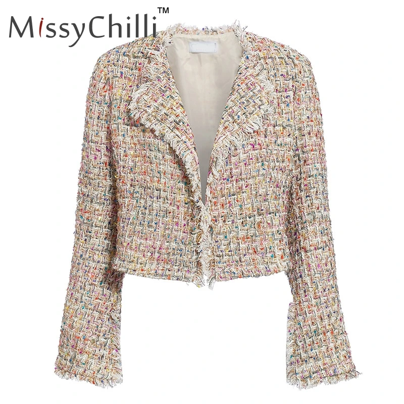 Женский твидовый костюм MissyChilli клубный тройка с длинным рукавом и люрексом