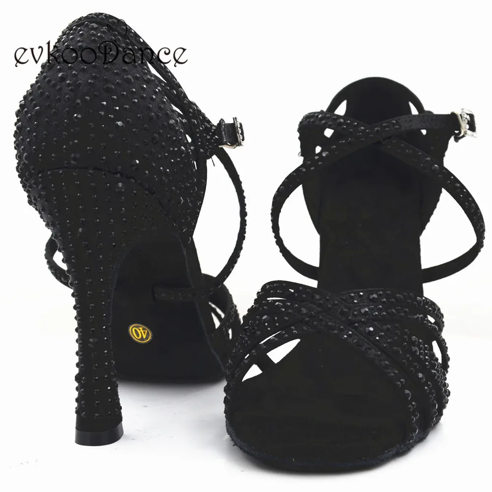 Обувь на каблуке 10 см Zapatos De Baile профессиональная черная атласная обувь со