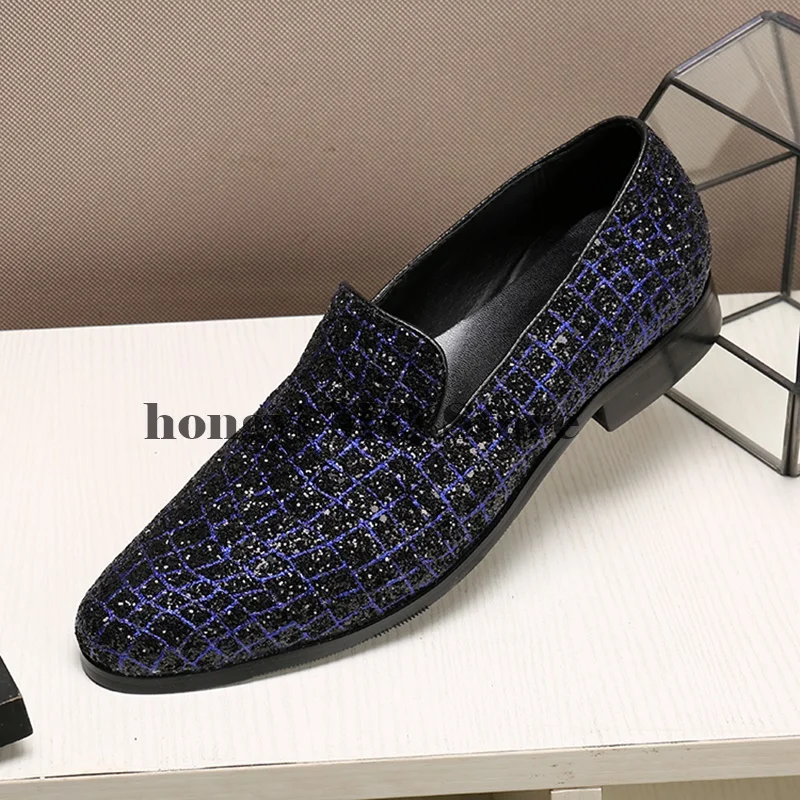 Новинка 2018 мужские туфли оксфорды со стразами в клетку с блестками без шнуровки