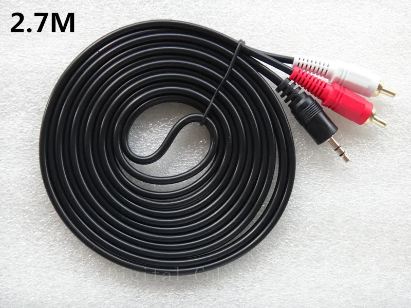 DHL 100 шт./лот 3 5 мм штекер Jack в AV 2 RCA стерео Музыка Аудио Кабель AUX для Mp3 Pod Телефон ТВ