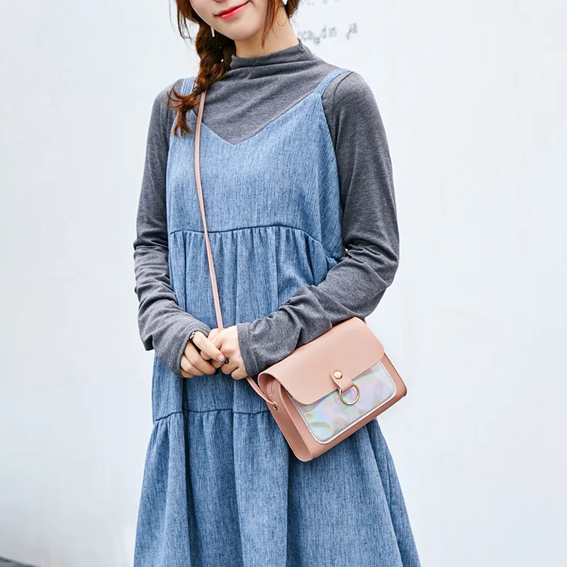 Мини сумка через плечо женская 2019 модная Лазерная кожаная роскошные женские