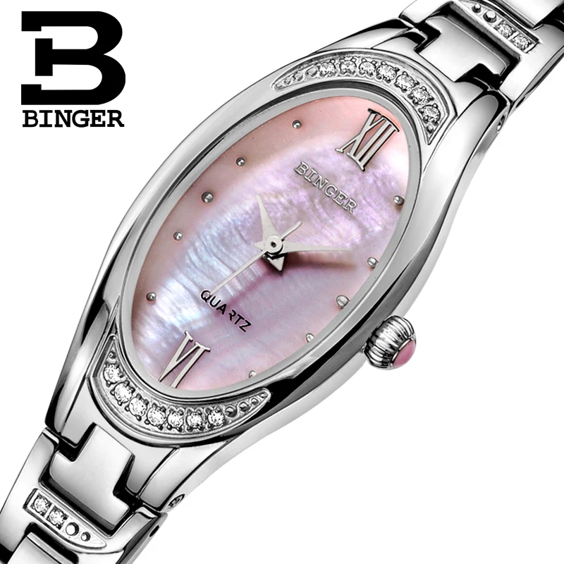 Швейцарские часы Binger женские Роскошные Кварцевые с сапфиром полностью из