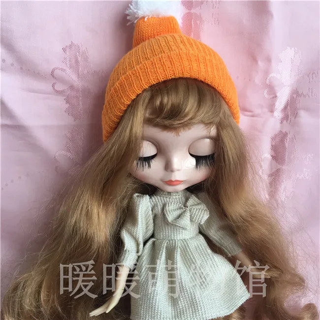 Карамельный цвет 1/6 blyth модная кукольная шляпа шерстяная шляпа 1/4 1/6 bjd кукла аксессуары вязаная шапка для blyth Кукла аксессуар - Цвет: orange