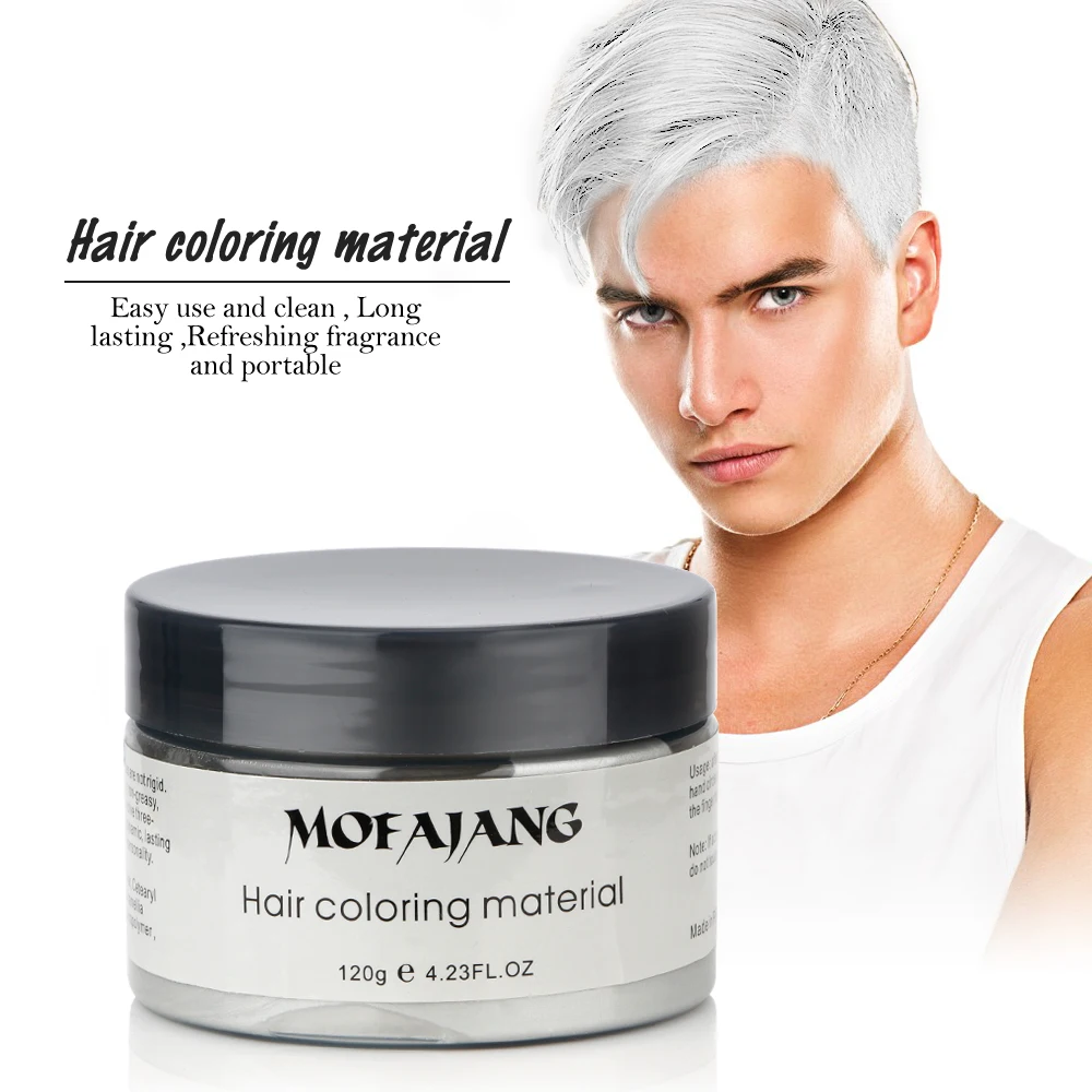 Mofajang цветной воск для волос, для укладки, с помпоном, серебристая, для бабушек, серая краска для волос, одноразовый, формовочный, цветной, глиняный крем, 7 цветов/комплект