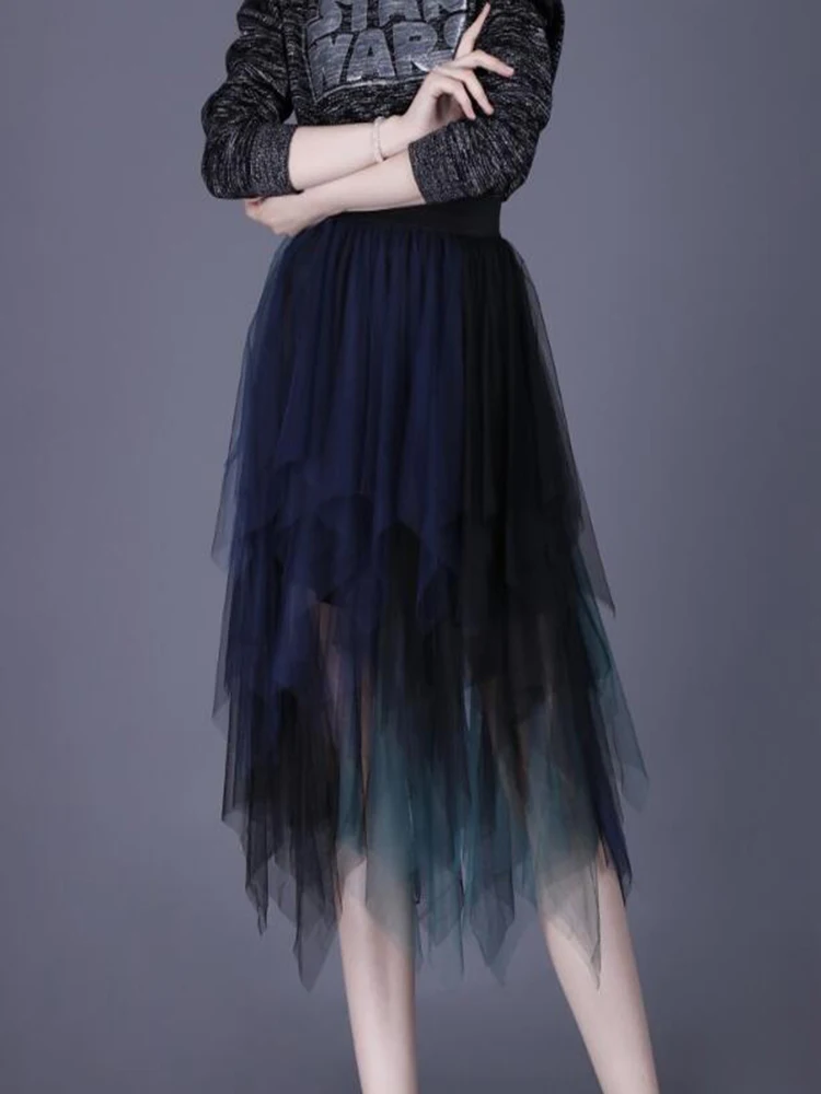 Новое поступление лета 2021 юбка из фатина в евро-американском стиле разноцветная