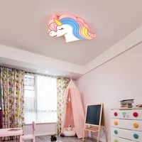 led light girls room bedroom boys child baby kids room light lamp animal unicorn children kids ceiling light with remote control
