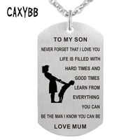 caxybb stainless steel necklace mother son pendant necklace nameplated necklace hand in hand to my son gift from love mom