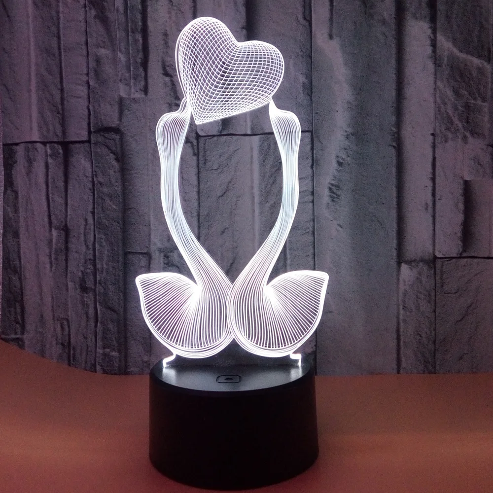 3d светильник Love Swan подарок на день Святого Валентина светодиодный Ночной с